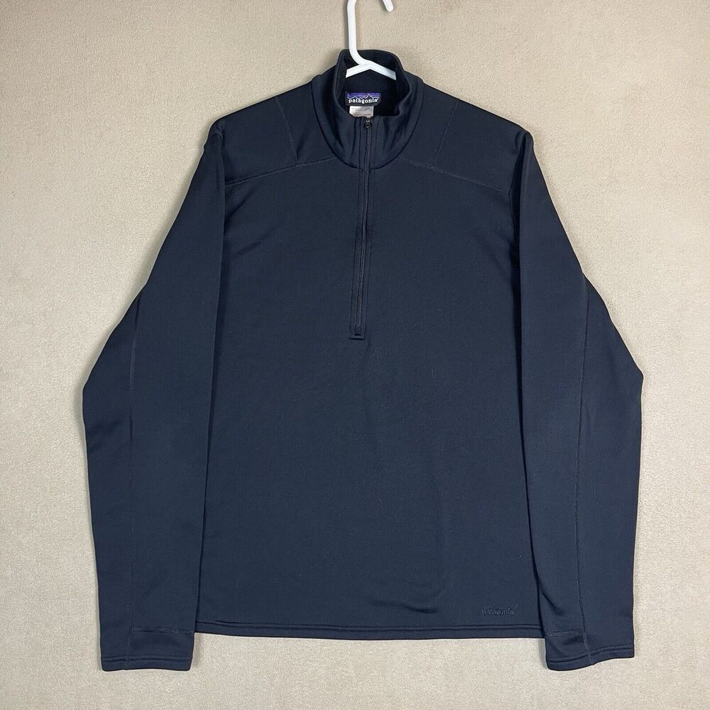 Patagonia Pullover Mens Large Black 1/4 Zip Outdoor Hiking Casual Adult